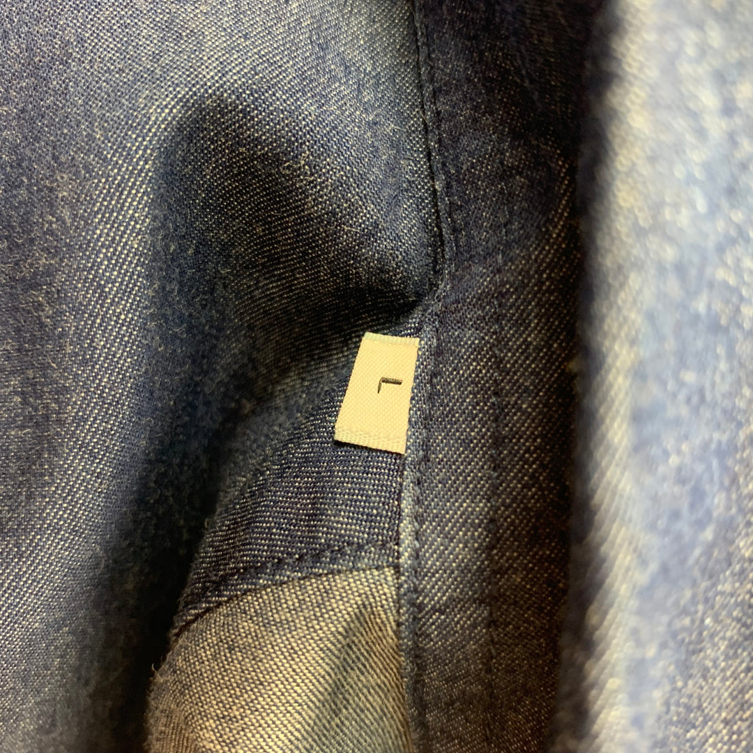 SATURDAYS NYC Size L Blue Cotton Button Down Short Sleeve Shirt
