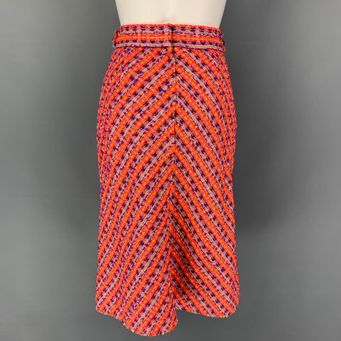 MARC JACOBS Size 0 Orange Multi-Color Modal Blend Tweed A-Line Skirt