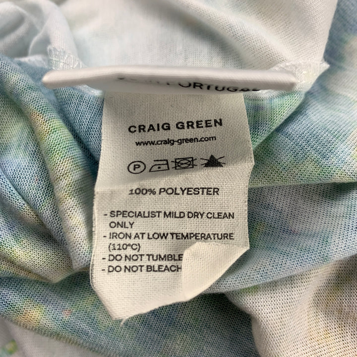 CRAIG GREEN Size L White & Green Abstract Polyester Short Sleeve T-shirt