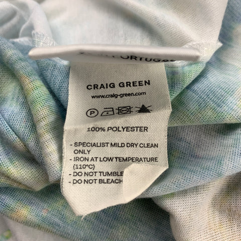 CRAIG GREEN Size L White & Green Abstract Polyester Short Sleeve T-shirt