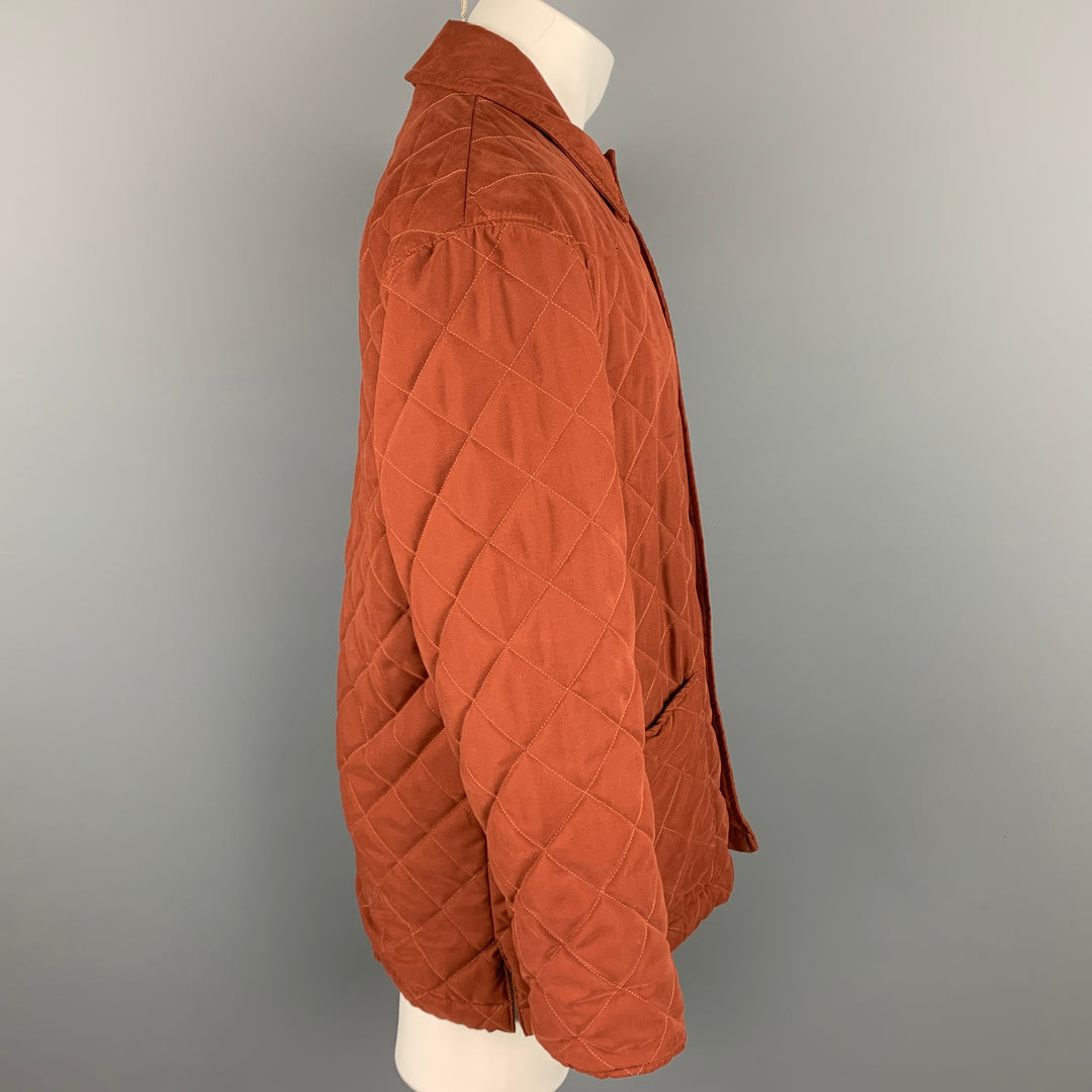HOLLAND & HOLLAND Size S Rust Quilted Polyester Snaps Coat