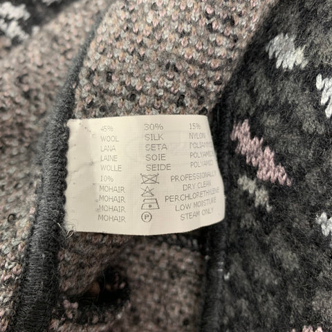 MISSONI Size 4 Charcoal & Silver Knitted Wool Blend Jacket