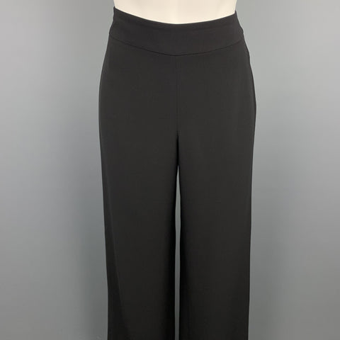 GIORGIO ARMANI Size 2 Black Silk Wide Leg Dress Pants