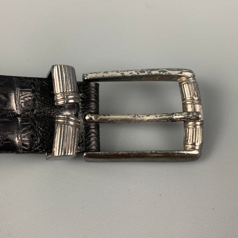 ROBERT TALBOTT Size 38 Black Embossed Leather Belt