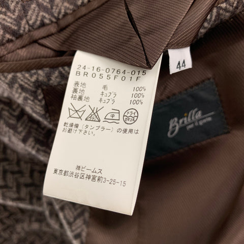 BRILLA Size 34 Brown & Beige Herringbone Wool Single Breasted Sport Coat