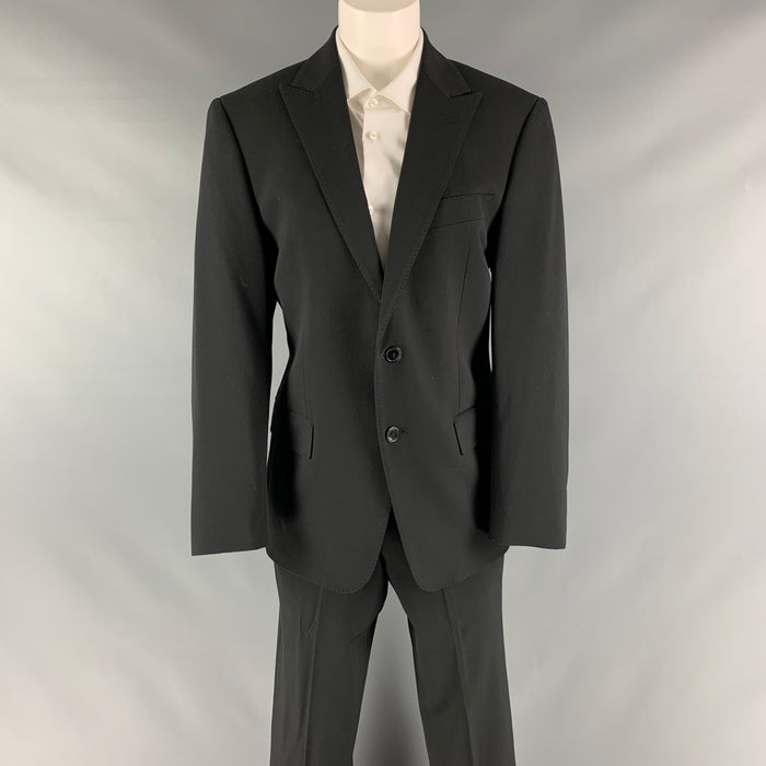 VERSACE COLLECTION Size 38 Black Wool Blend Single Breasted Suit