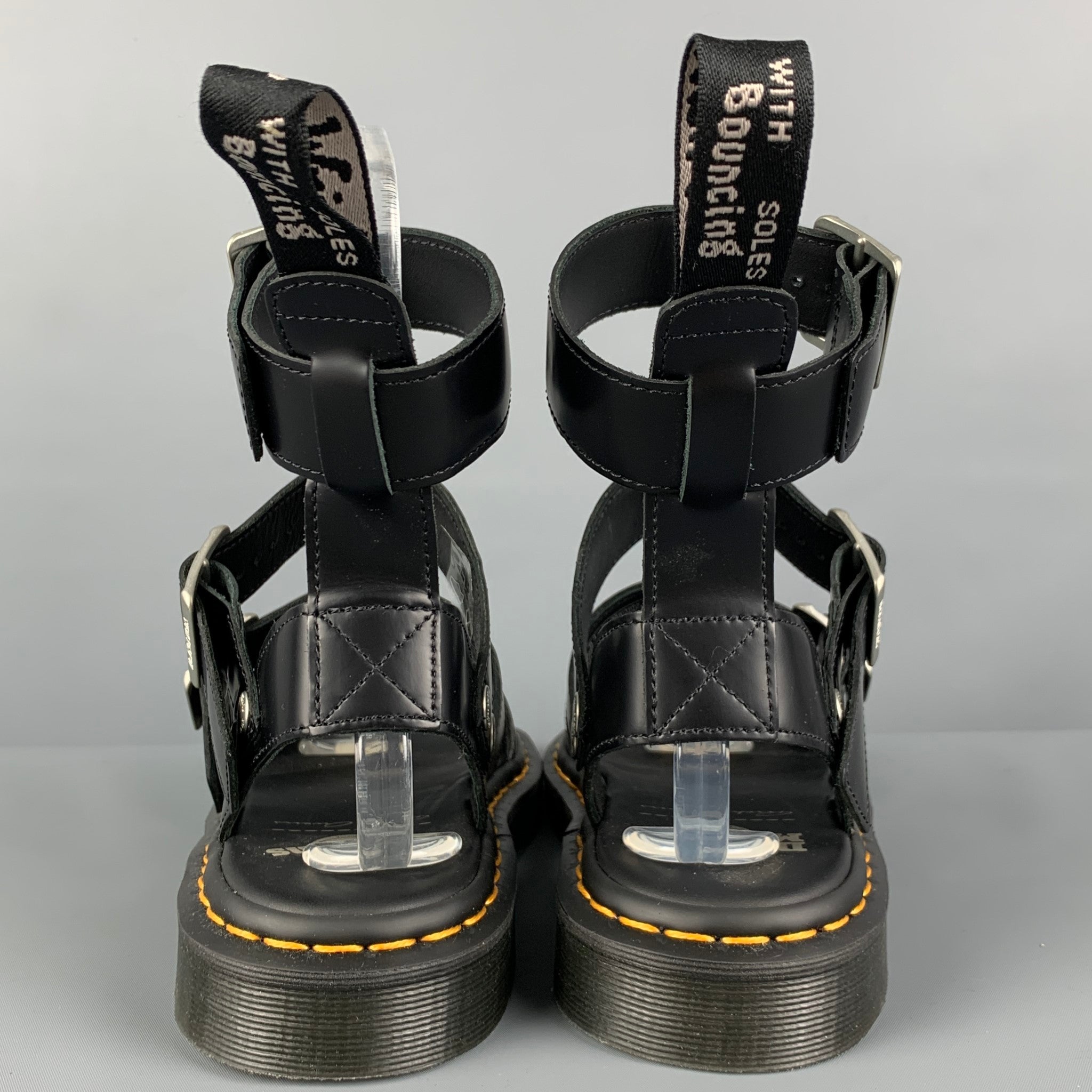 DR. MARTENS x RICK OWENS Gryphon Size 9 Black Leather Gladiator Sandals