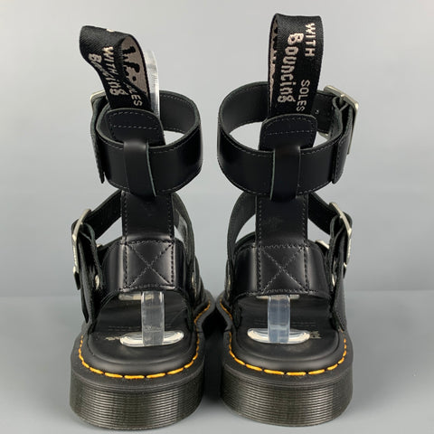 DR. MARTENS x RICK OWENS Gryphon Taille 9 Sandales gladiateur en cuir noir