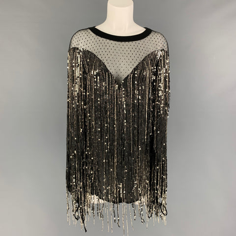FAITH CONNEXION Taille XS Noir Or Viscose Robe à sequins à col rond Haut