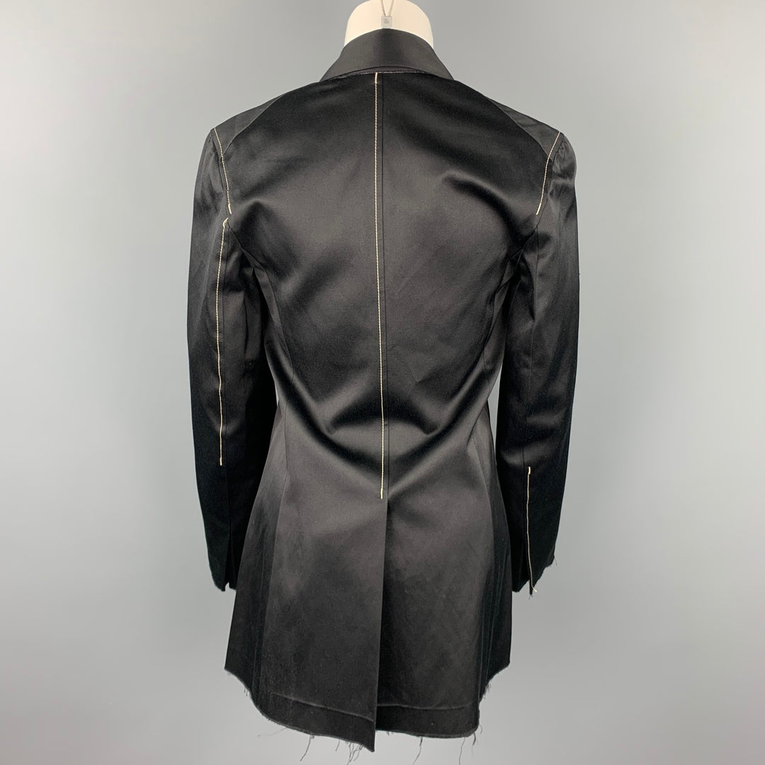 CALVIN KLEIN COLLECTION Size M Black Contrast Stitch Cotton Notch Lapel Open Front Jacket