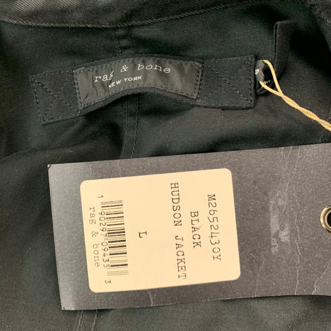 RAG & BONE Size L Black Cotton Patch Pockets Long Sleeve Shirt
