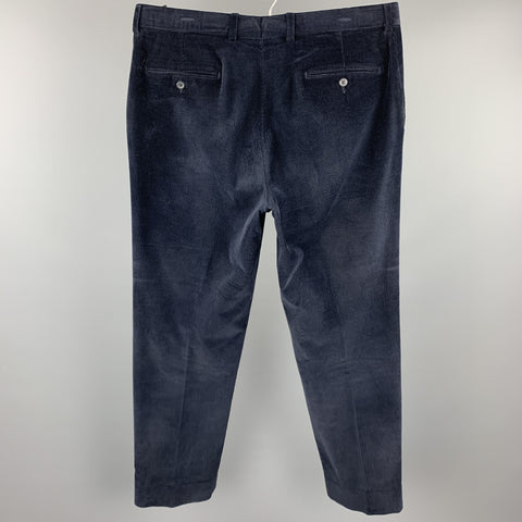 SAKS FIFTH AVENUE Size 36 Navy Corduroy Zip Fly Casual Pants