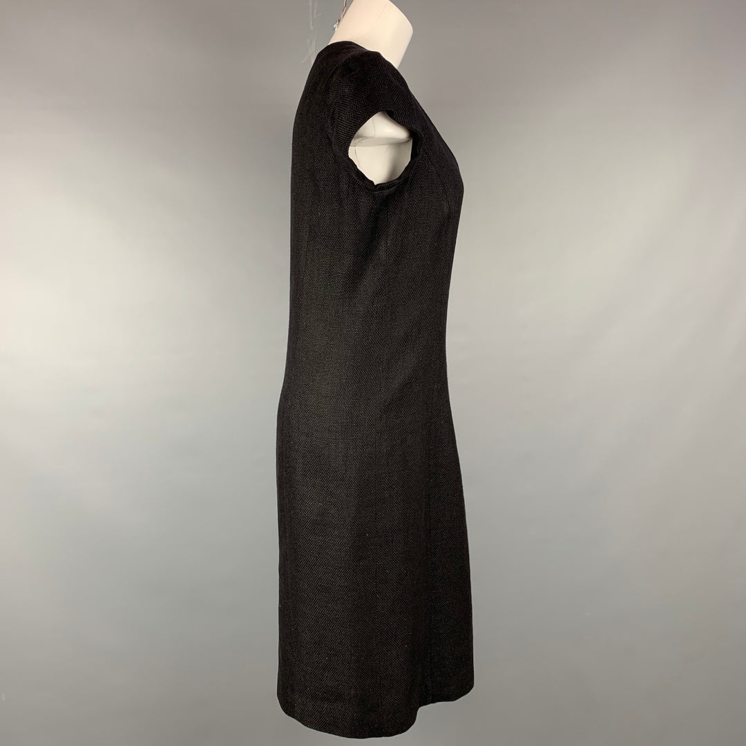 RALPH LAUREN Collection Size 10 Black Woven Linen / Cotton Dress