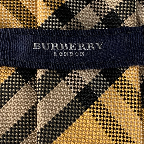 BURBERRY LONDON Beige Red Blue Plaid Silk Tie