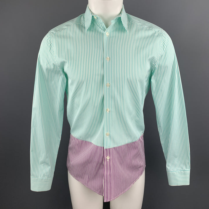 PS by PAUL SMITH Size S Green Purple & White Striped Cotton  Shirt