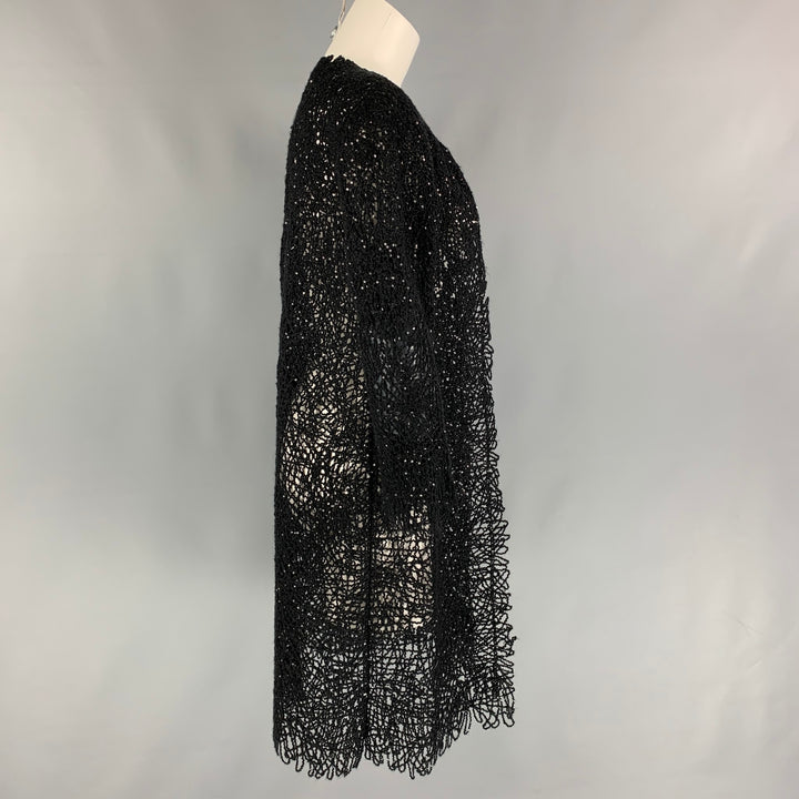 OSCAR DE LA RENTA 2012 Size M Black Silk Blend Crochet Cardigan