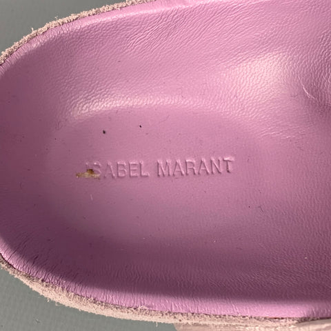 ISABEL MARANT Talla 9 Zapatos planos con tachuelas de ante morado y plateado