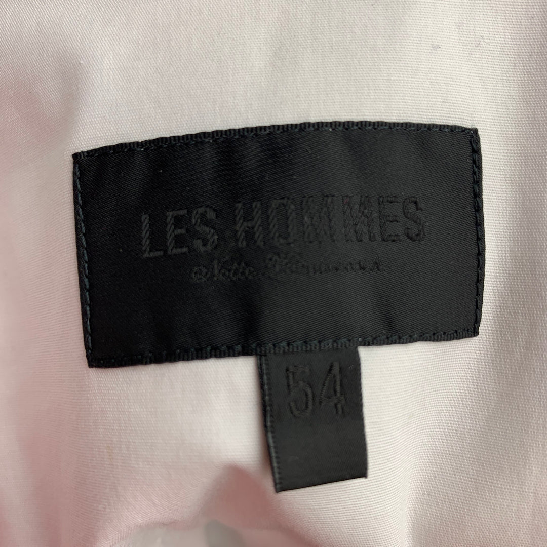 LES HOMMES Size XL White Solid Black Cotton &  Elastane Long Sleeve Shirt