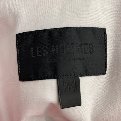 LES HOMMES Taille XL Chemise à manches longues en coton et élasthanne noir uni blanc