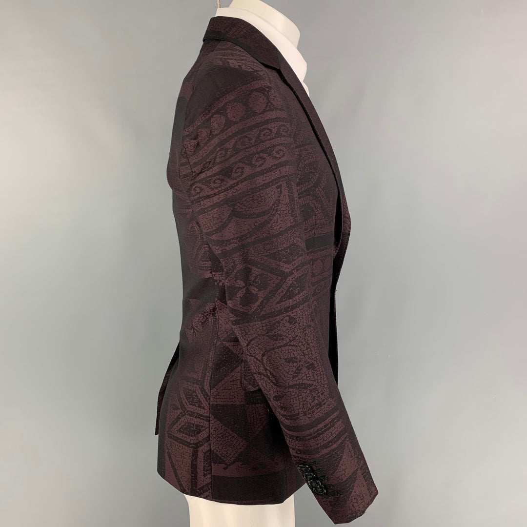 VIVIENNE WESTWOOD MAN Size 36 Burgundy Brown Jacquard Wool Sport Coat