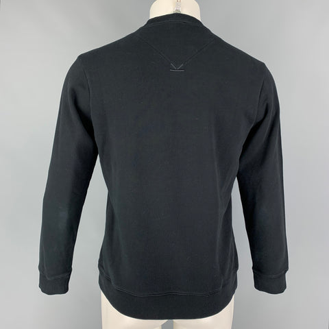 KENZO Size S Black Embroidery Cotton Crew-Neck Pullover