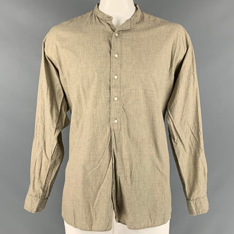 RRL par RALPH LAUREN Taille XL Chemise à manches longues en coton à rayures beiges