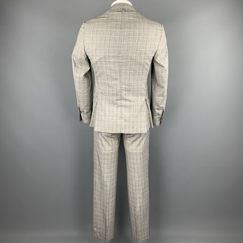 BLACK FLEECE Size 40 Grey Glenplaid Wool Notch Lapel Suit