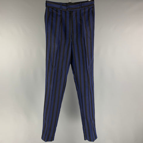 SANS TAMBOURS Size 32 Navy Black Stripe High Waisted Dress Pants