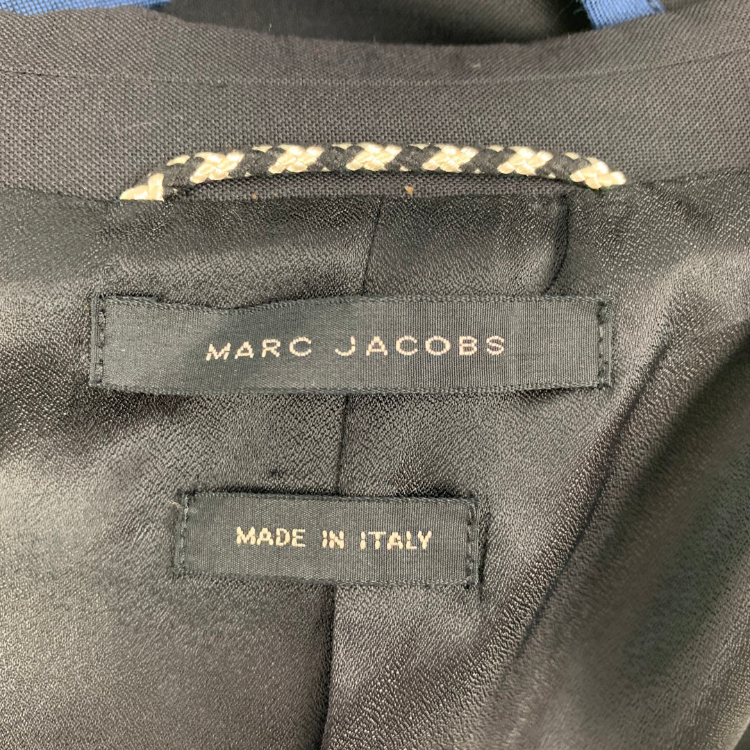 MARC JACOBS Size 44 Black Blue Wool Notch Lapel Sport Coat