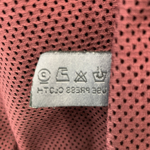 PRADA Size L Burgundy See-Through Polyester Lace Up Short Sleeve Shirt
