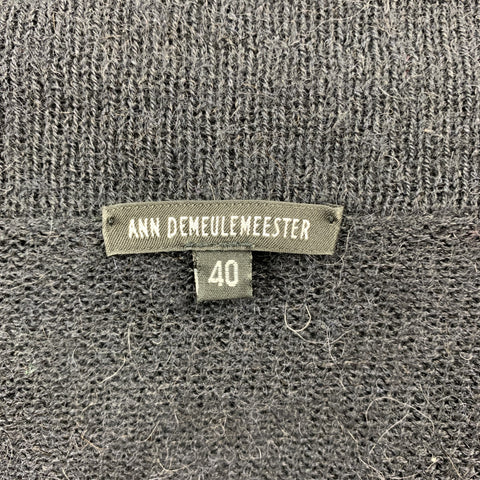 ANN DEMEULEMEESTER Size 8 Black Alpaca / Wool Buttoned Cardigan