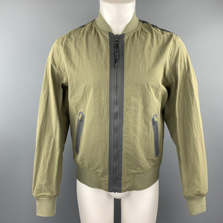 RAG & BONE Size M Olive Nylon Grey Zip Windbreaker Bomber Jacket
