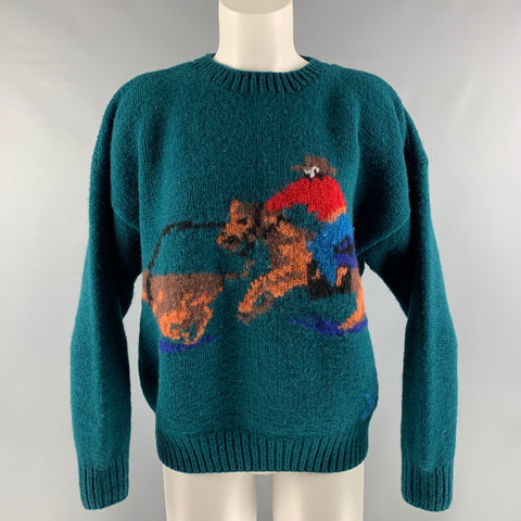 Vintage GAP 1989 Tamaño M Verde Lana Marrón Oversize Cowboy Suéter