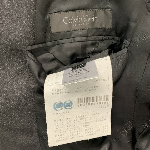 CALVIN KLEIN COLLECTION Size 38 Black Grey Heather Wool Silk 32 29 Suit