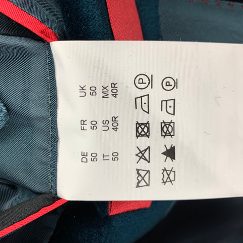 HUGO BOSS Size 40 Regular Teal Cotton Velvet Notch Lapel Tuxedo Suit