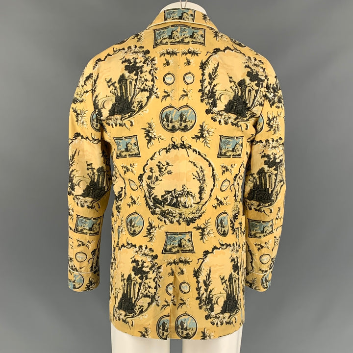 BURBERRY Fall 2016 Yellow & Brown Print Cotton / Silk Notch Lapel Sport Coat