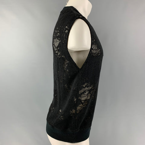 IRO Nuala Size S Black Distressed Cotton Blend Sleeveless Pullover