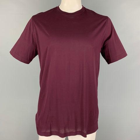 RALPH LAUREN Purple Label Size L Burgundy Cotton Crew-Neck T-shirt