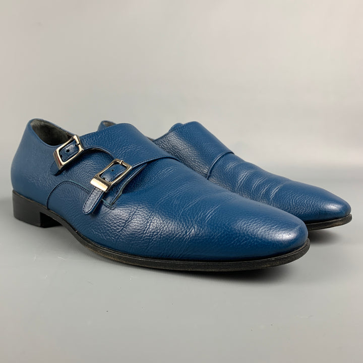 BRUNO MAGLI Size 9 Royal Blue Leather Double Monk Strap Loafers