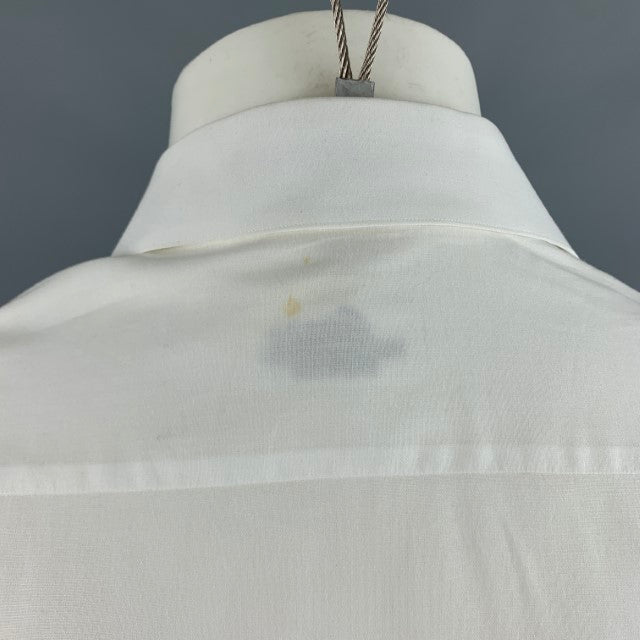 BRIONI Size 38 White Cotton Pleated Long Sleeve Tuxedo Shirt