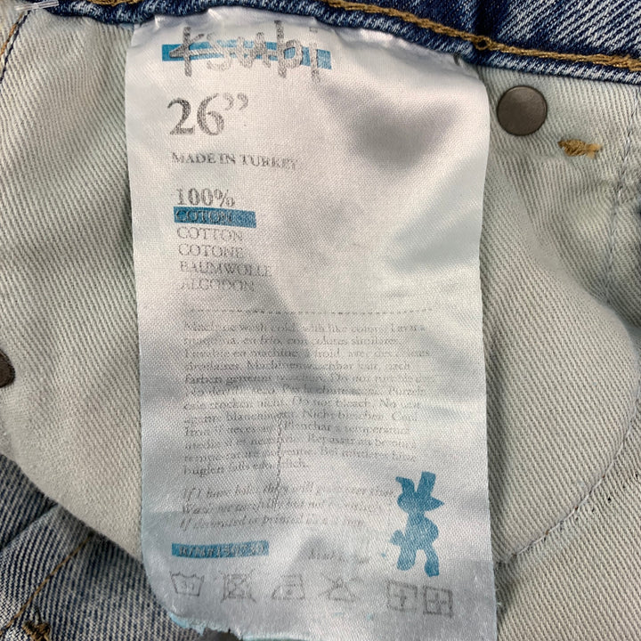 KSUBI Size 26 Light Blue Cotton Contrast Stitch Bell Bottom Kicker Jinx Jeans