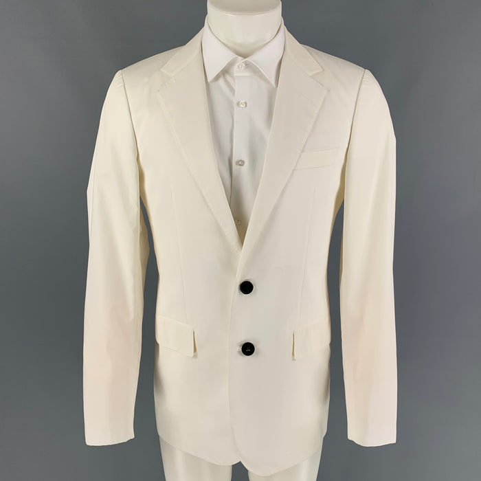 LANVIN Size 38 White Cotton Notch Lapel Sport Coat