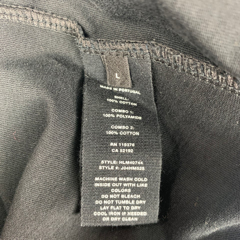HELMUT LANG Size L Black Cotton Polyamide Layered Crew-Neck T-shirt