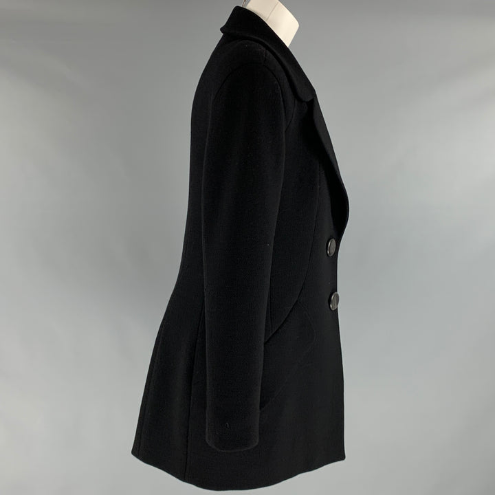 BALENCIAGA Size 8 Black Wool Single Breasted Coat