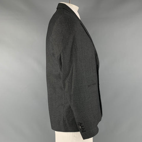 SANDRO Size 44 Black Grey Grid Wool Blend Notch Lapel Sport Coat