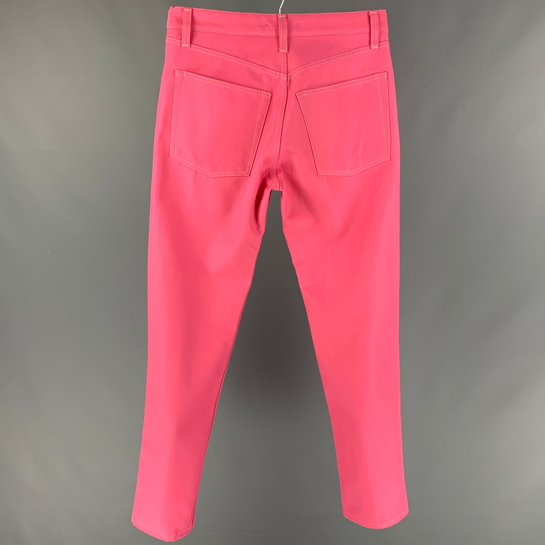 HELMUT LANG Size 32 Pink Contrast Stitch Cotton Polyester Button Fly Jeans