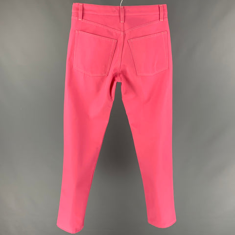 HELMUT LANG Talla 32 Vaqueros con bragueta de botones de poliéster y algodón con puntada en contraste rosa