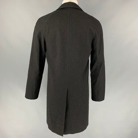 MARC JACOBS Size 36 Black Textured Linen Blend Hidden Placket Coat