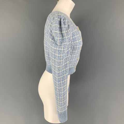 LOVE SHACK FANCY Size S Light Blue White Nylon Blend Textured Cardigan