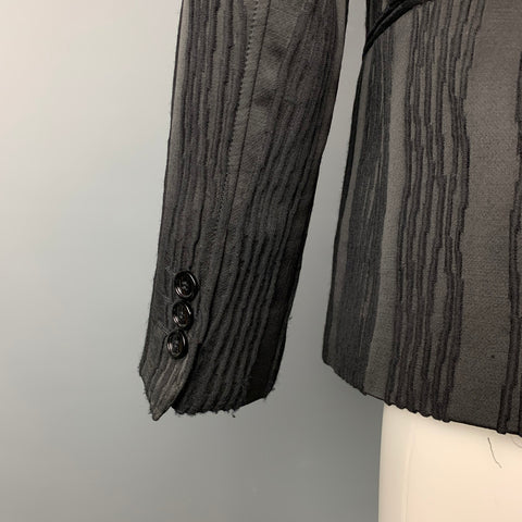 EMPORIO ARMANI Size 38 Black Textured Wool Blend Notch Lapel Sport Coat